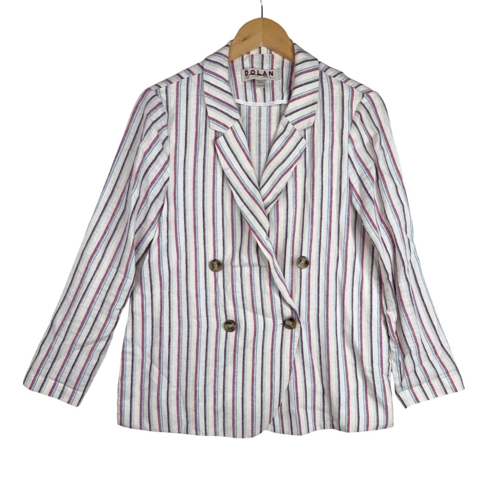Anthropologie Dolan Linen Blend Striped Blazer size Small White/Multicolor Strip
